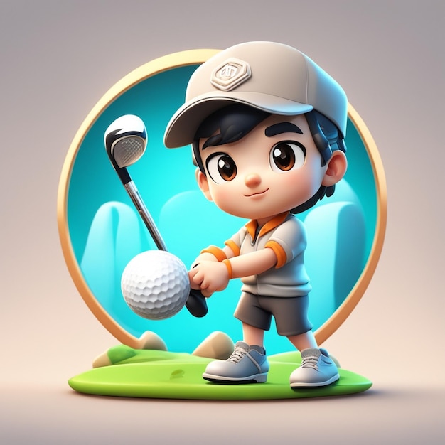 a toy of a golf ball with a boy holding a golf ball