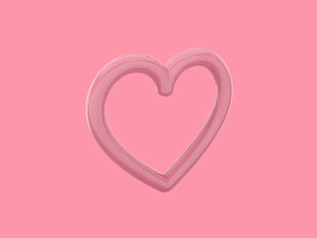 Toy heart Pink mono color Symbol of love On a solid pink background View left side 3d rendering