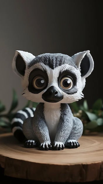 a toy of a lemur is sitting on a table