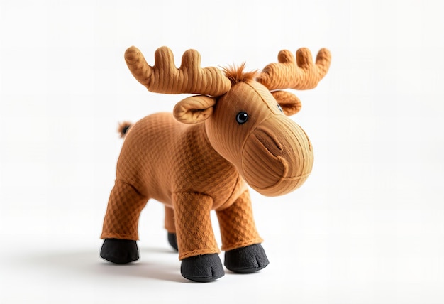 Photo a toy moose made by a reindeer with a brown nose