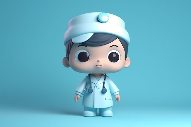 A toy nurse with a stethoscope on his neck