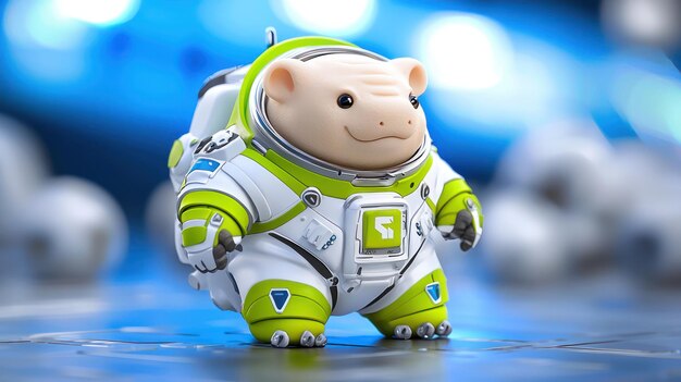 Photo a toy of a pig in a space suit with a space suit on it