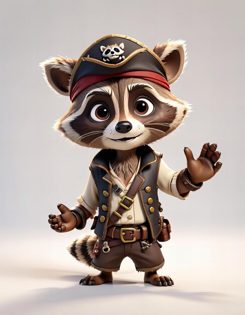 Photo a toy of a raccoon character with a pirate hat and pirate hat