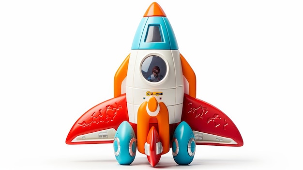 Photo toy rocket ship with astronaut