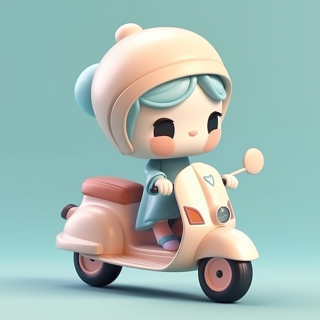 A toy scooter with a girl on it