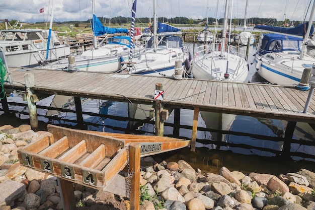 Toy springboard for crabs on the pier in Denmark