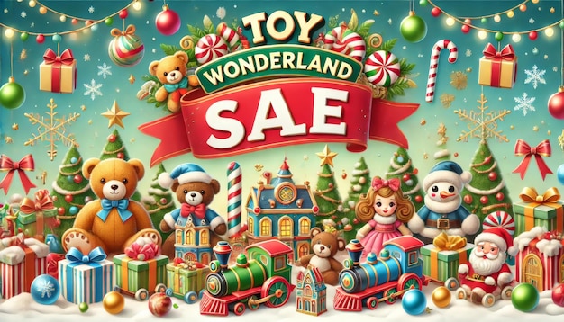 Toy Wonderland Sale with Christmas Decorations