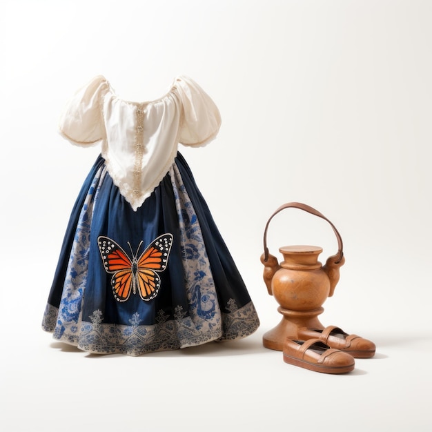 Toylike Proportions Butterfly In Traditional Bavarian Clothing With Culturally Diverse Elements