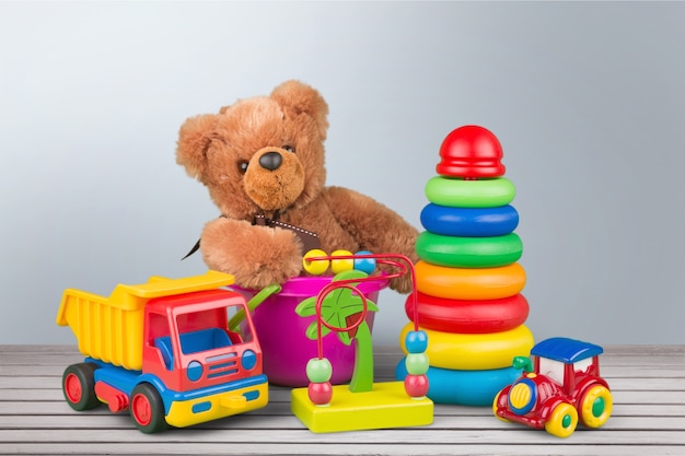 Toys collection isolated on  background