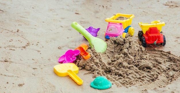 toys on tropical sand beach