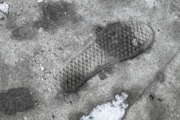 Trace imprint on old concrete