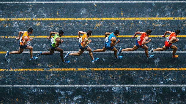 Photo track and field sprint a view from above