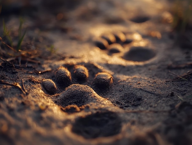 Photo tracking animal footprints in the wilderness