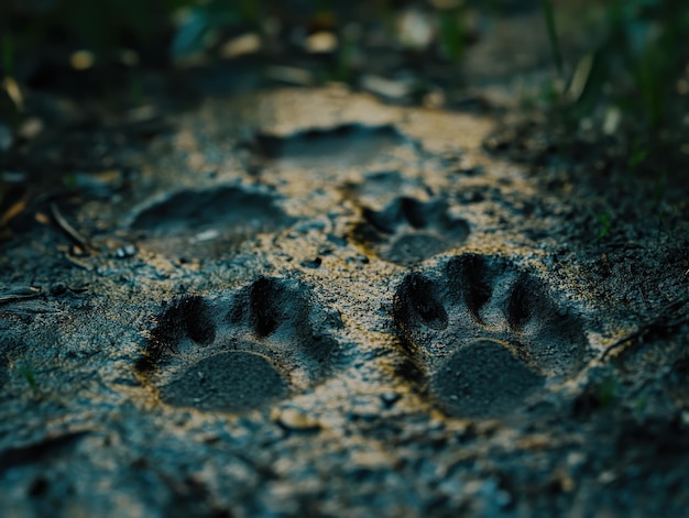 Photo tracking animal footprints in the wilderness