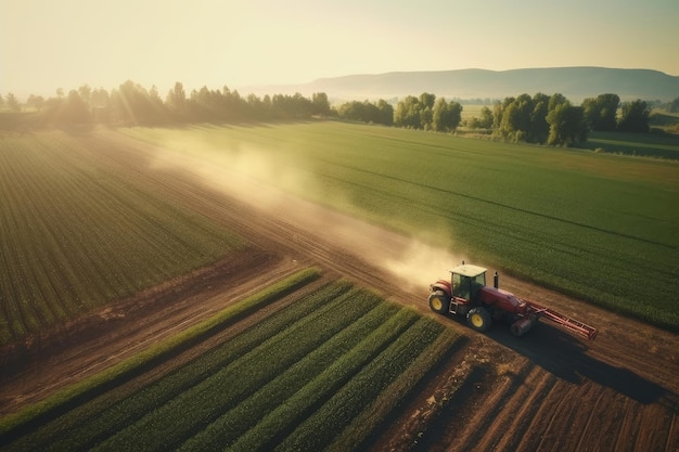 Tracking shot drone tractor Generate Ai