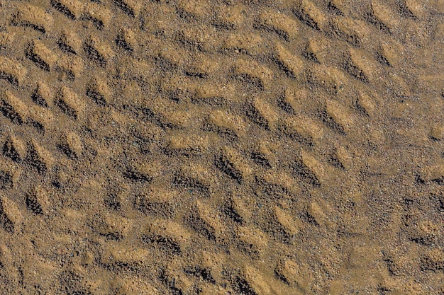 Tracks of the tires on a sand in desert