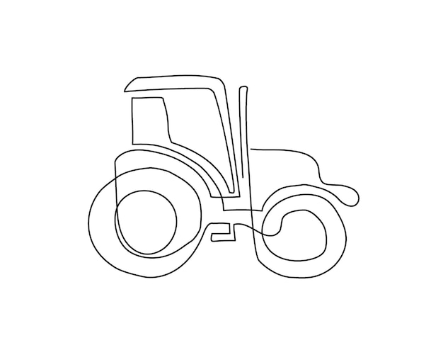 Photo tractor continuous line drawing one line art of agricultural machinery hand drawn vector illustration