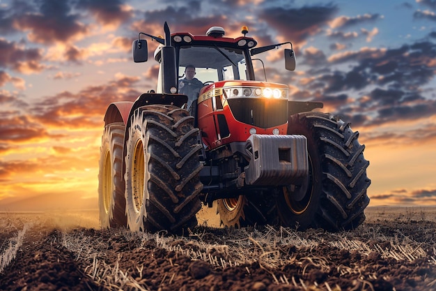 a tractor driving through a field