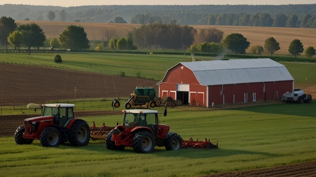 a tractor is on the grass and has the words  the word  on it