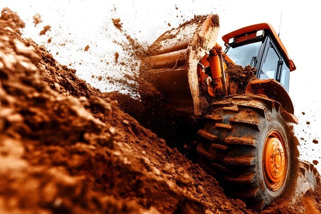 Photo a tractor is kicking up dirt in the dirt