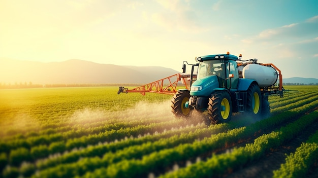 tractor with sprayer in the field