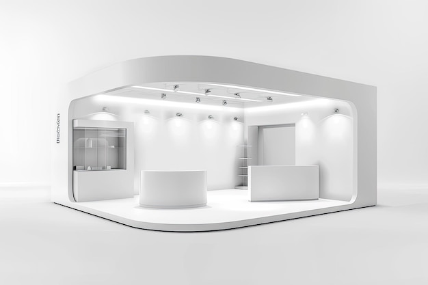 Photo trade commercial exhibition stand on a white background 3d rendering