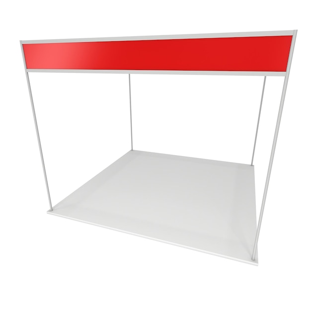 Trade Show Booth Red and Blank Blank Indoor Exhibition with Work Paths 3d render