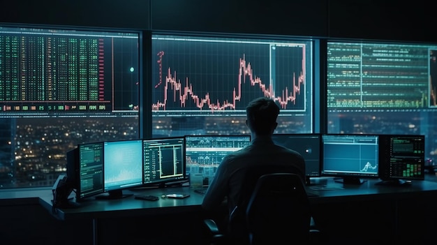 Trader's monitor with charts and indicators