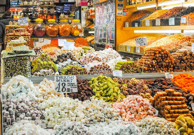  Traders on the Istanbul market selling a variety of goods.