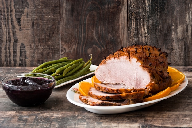 Tradicional homemade honey Glazed Ham for holidays