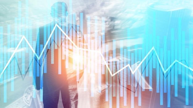 Trading and investment concept with candle chart financial graph on blurred background abstract background