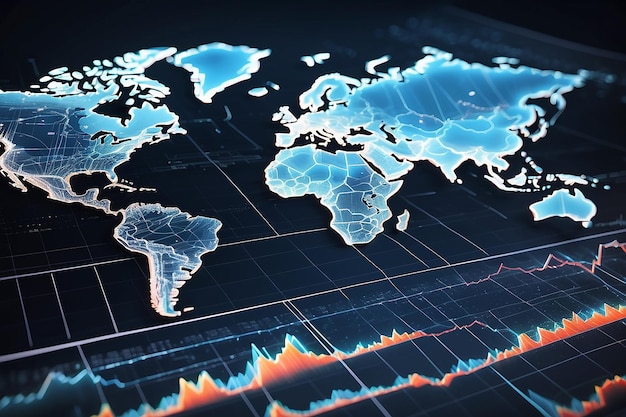 Trading market concept with financial graphs glowing lines