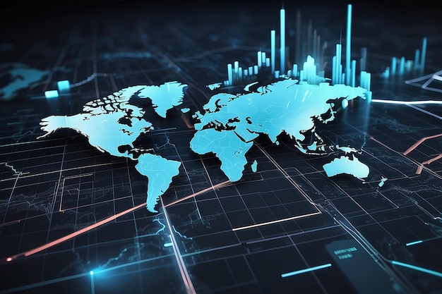 Trading market concept with financial graphs glowing lines