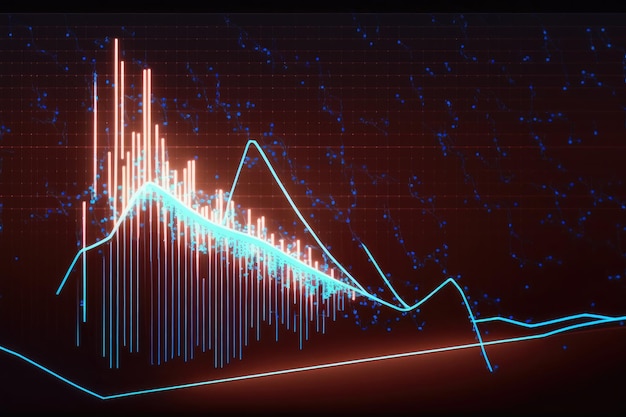 Trading market financial graphs and glowing lines diagram on digital neural network AI generated art