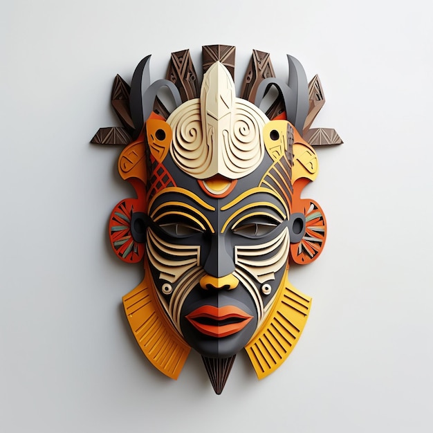 Traditional African mask on white background