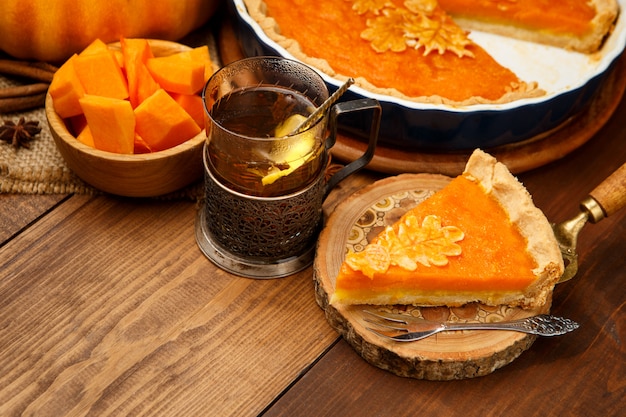 Traditional american homemade pumpkin pie