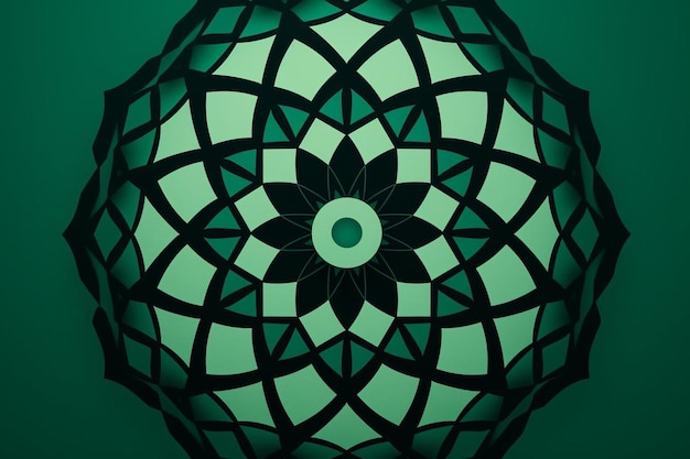 Photo traditional arabic geometric art in green decorative pattern islamic wallpaper