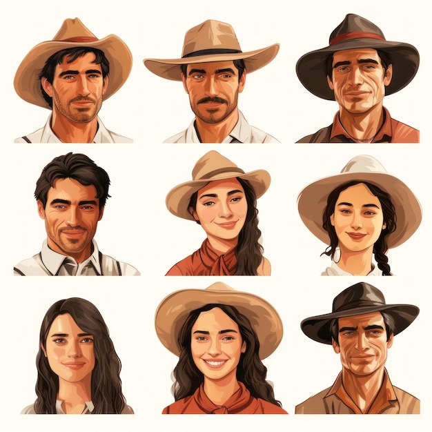 Traditional Argentine Headshots of Men and Women AI Generated