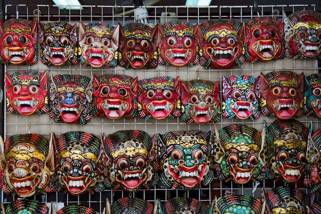 Traditional Barong mask sell in market, at Wat Pho in Bangkok