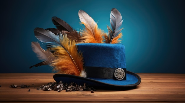 Traditional Bavarian hat adorned with a feather representing Oktoberfest Generative AI