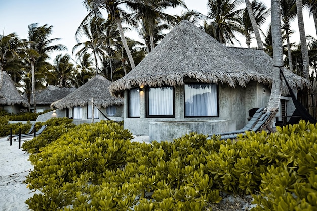 Traditional beach villa in Mexican Tulum, luxury beach house by the sea, Mexico