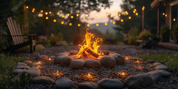 Photo traditional bonfire setup for national bonfire night august 6th warm glow evening ambiance cozy setting