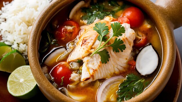 Traditional Brazilian fish stew moqueca baiana