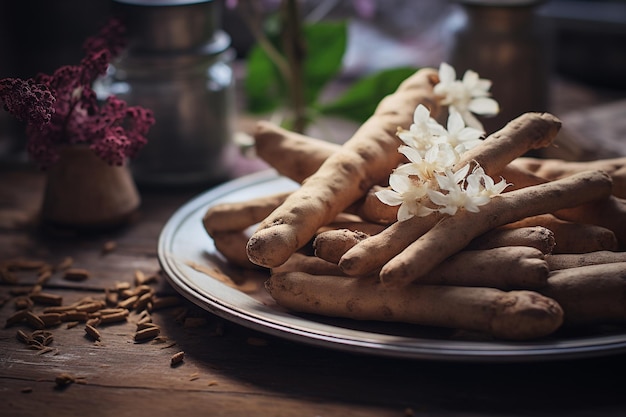 Traditional Brazilian Food Cassava Starches on a Rustic Table