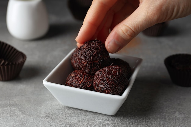 Traditional brazilian sweet Brigadeiro brazilian Chocolate candy