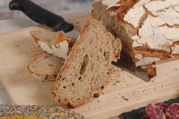 Traditional bread cut into slices