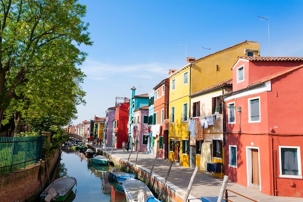 Traditional Burano colored houses Venice