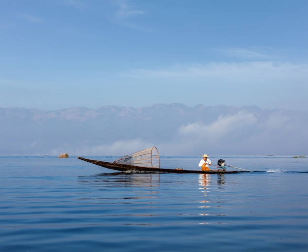 Traditional Burmese fisherman in Myanmar