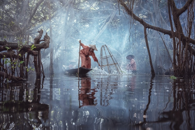 Traditional Burmese Fishermen at Inle lake, Myanmar