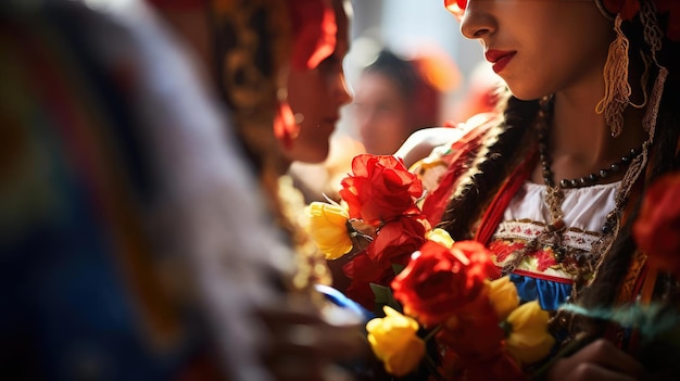 Photo traditional celebration in traditional costumes